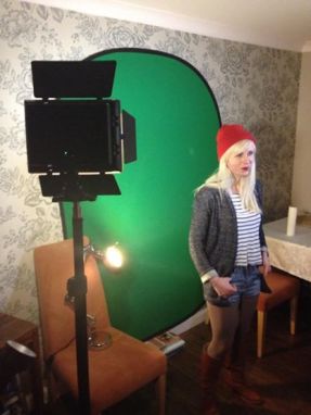 Clare Duffin infront of green screen - Suspire Moon Shine Video Shoot